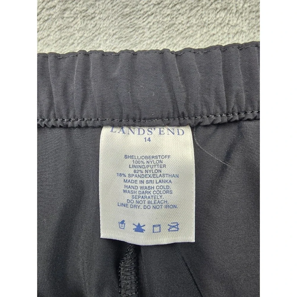 Lands End Womens Size 14 Black Active Swim Skirt Skort Side Zip Built In Lining